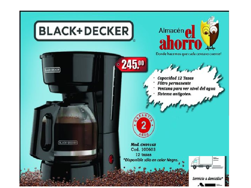 Cafetera Black and Decker 12 Tazas CM0916B